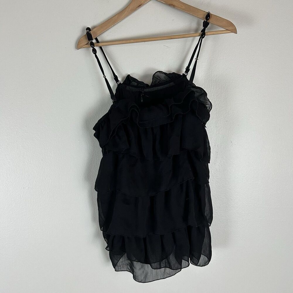 Lapis XL Ruffle Tiered Black Tank Top Blouse Layered Hippie Boho Grunge Goth